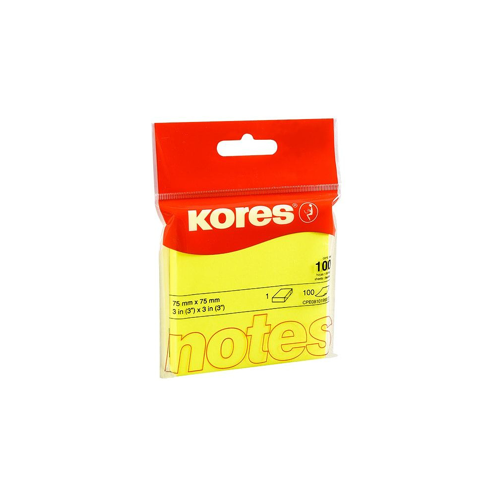 Бумага для записей на клейкой основе "Kores", 75x75 мм