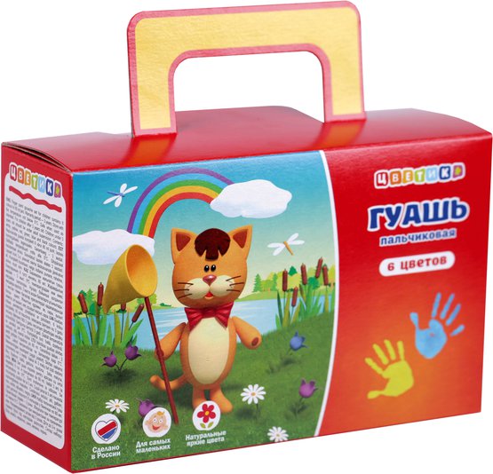 Гуашь пальчиковая "Цветик",  6 цветов , 80 мл