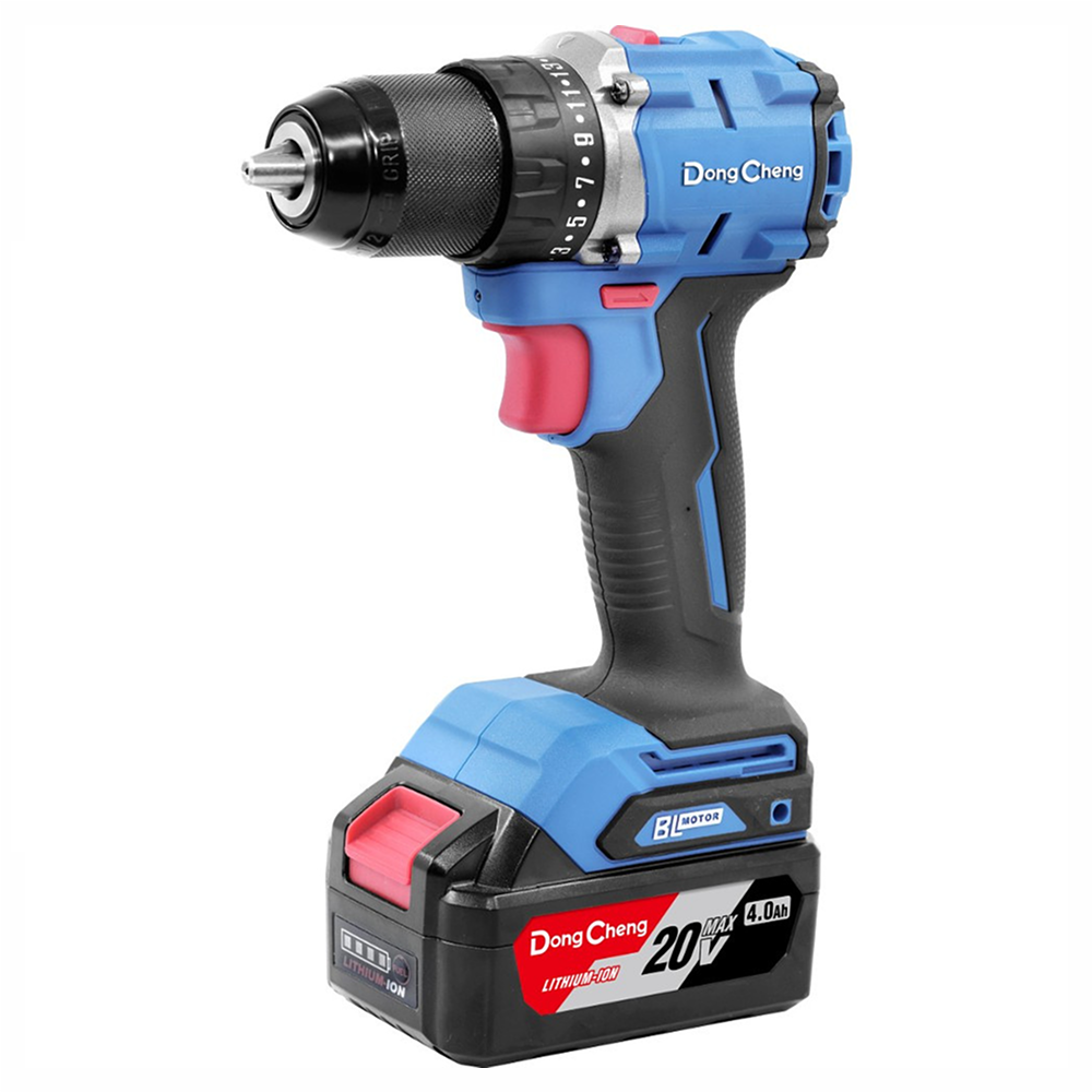 Дрель-шуруповерт "DongCheng" аккумулятор, бесщеточная 20В, 500Вт, 60Нм, аккум. 2.0Ачх2, з/у 2А, тип AM