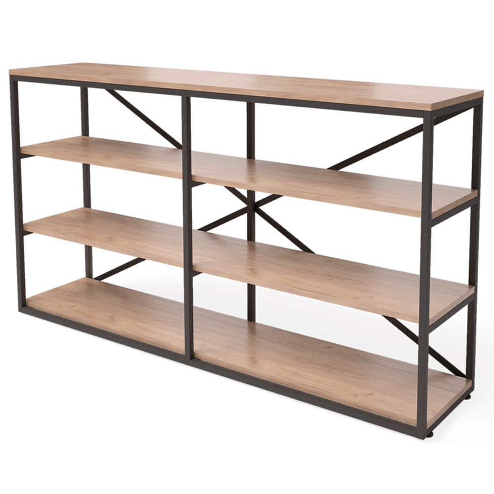 Стеллаж "Loft ОR-1", 1600х350х900 мм, черный, табачный крафт