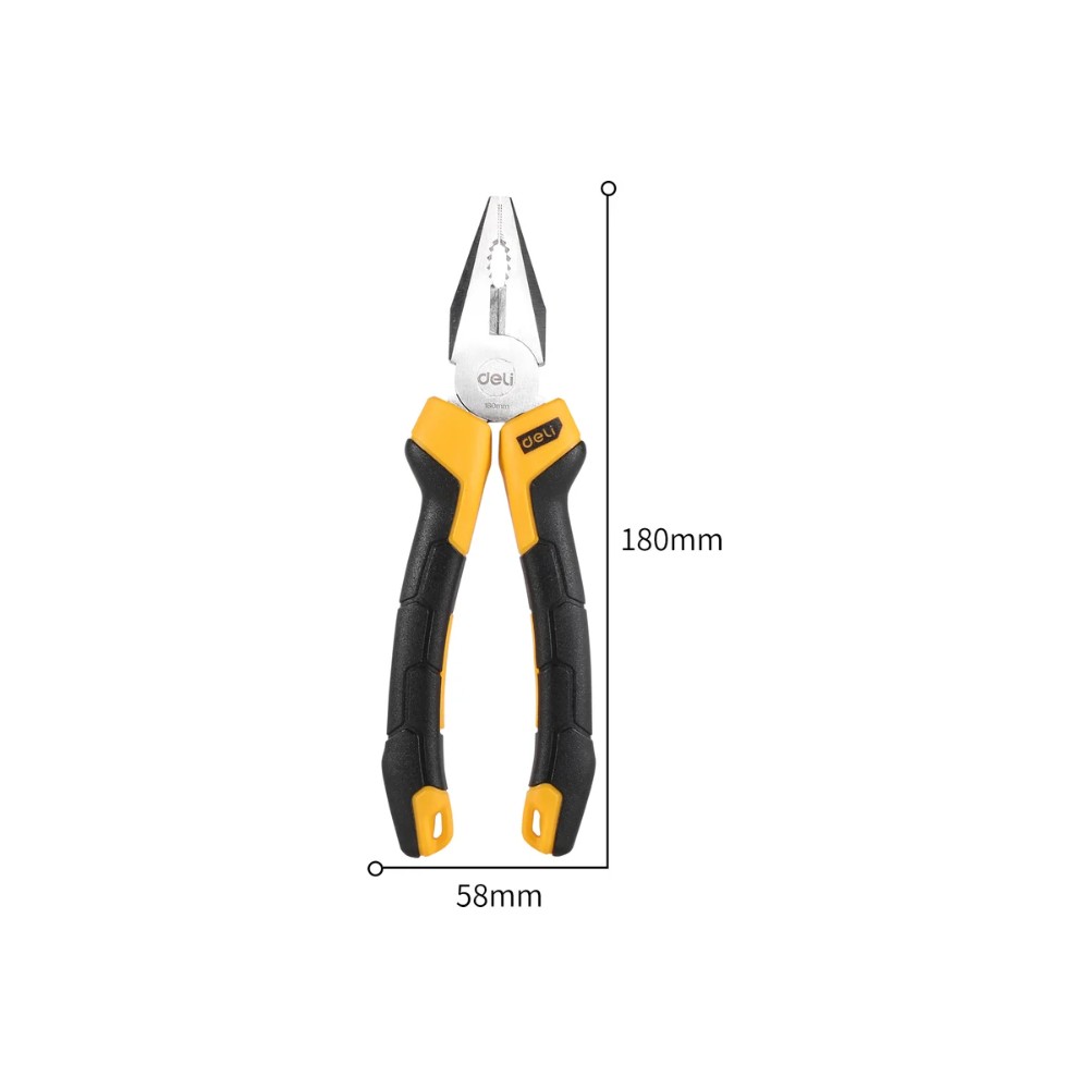 Плоскогубцы Deli YS EDL2007Z, 180 мм., желтый, черный - 10