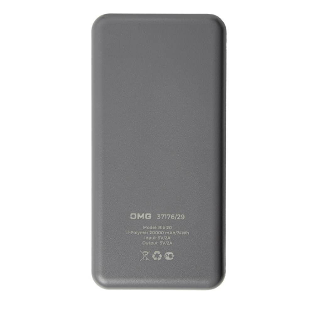 Внешний аккумулятор Power Bank "Rib 20", 20000 mAh, серый - 3