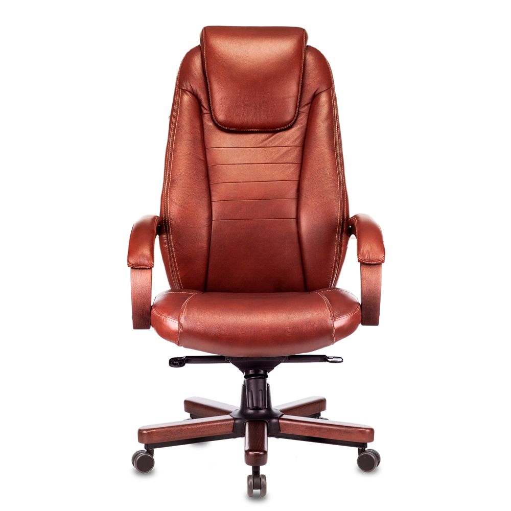 Кресло д/руководителя Бюрократ T-9923WALNUT светло-коричневый Leather Eichel кожа крестовина металл/дерево - 2