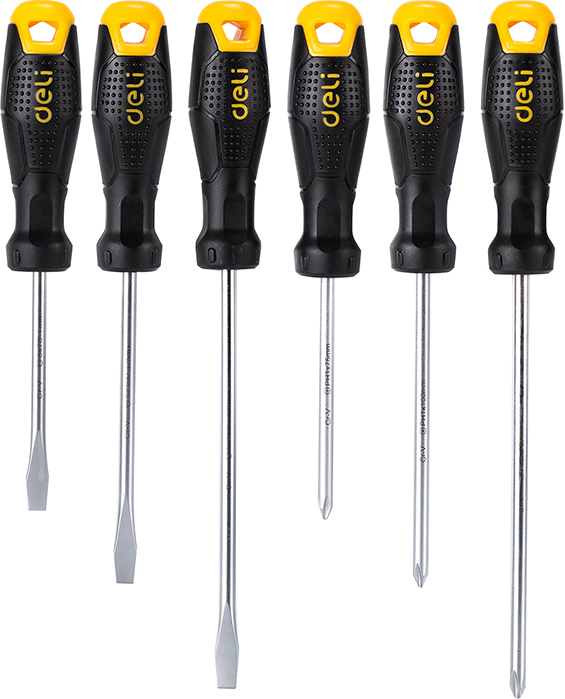Набор отверток Deli "EDL620006", 6 шт, черный, желтый