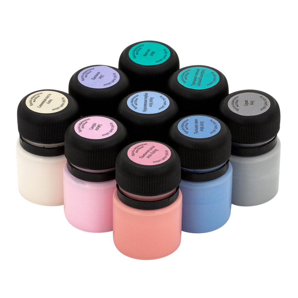 Краска акриловая матовая "Декола романтик", набор 9 цветов, 20 мл, банки - 5