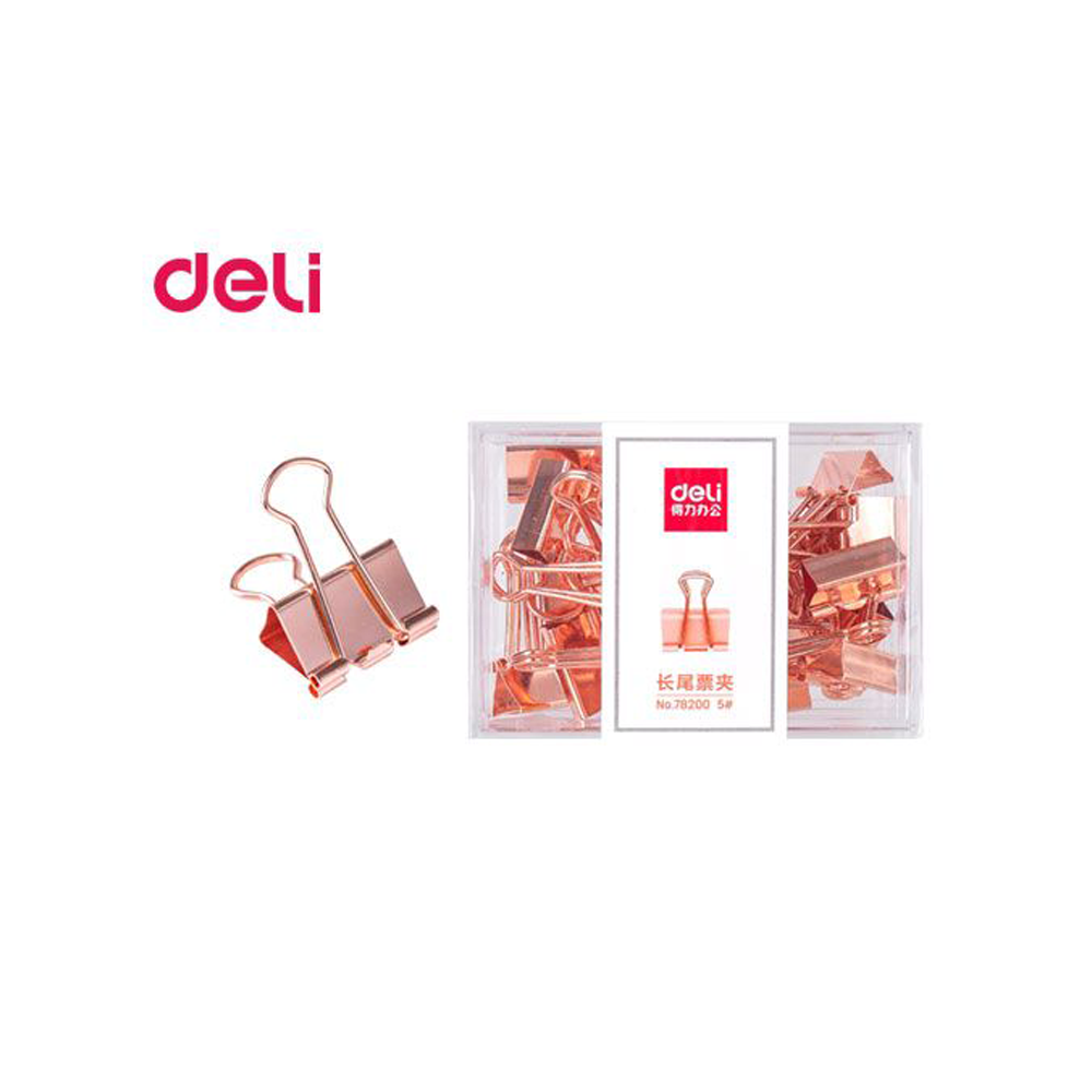 Зажим для бумаг "Deli" розовое золото