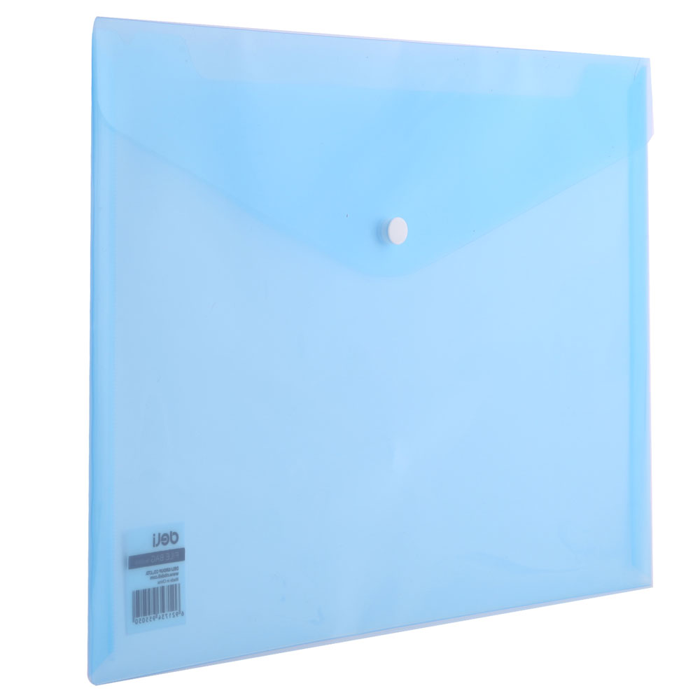 Папка-конверт на кнопке "Deli", A4, синий