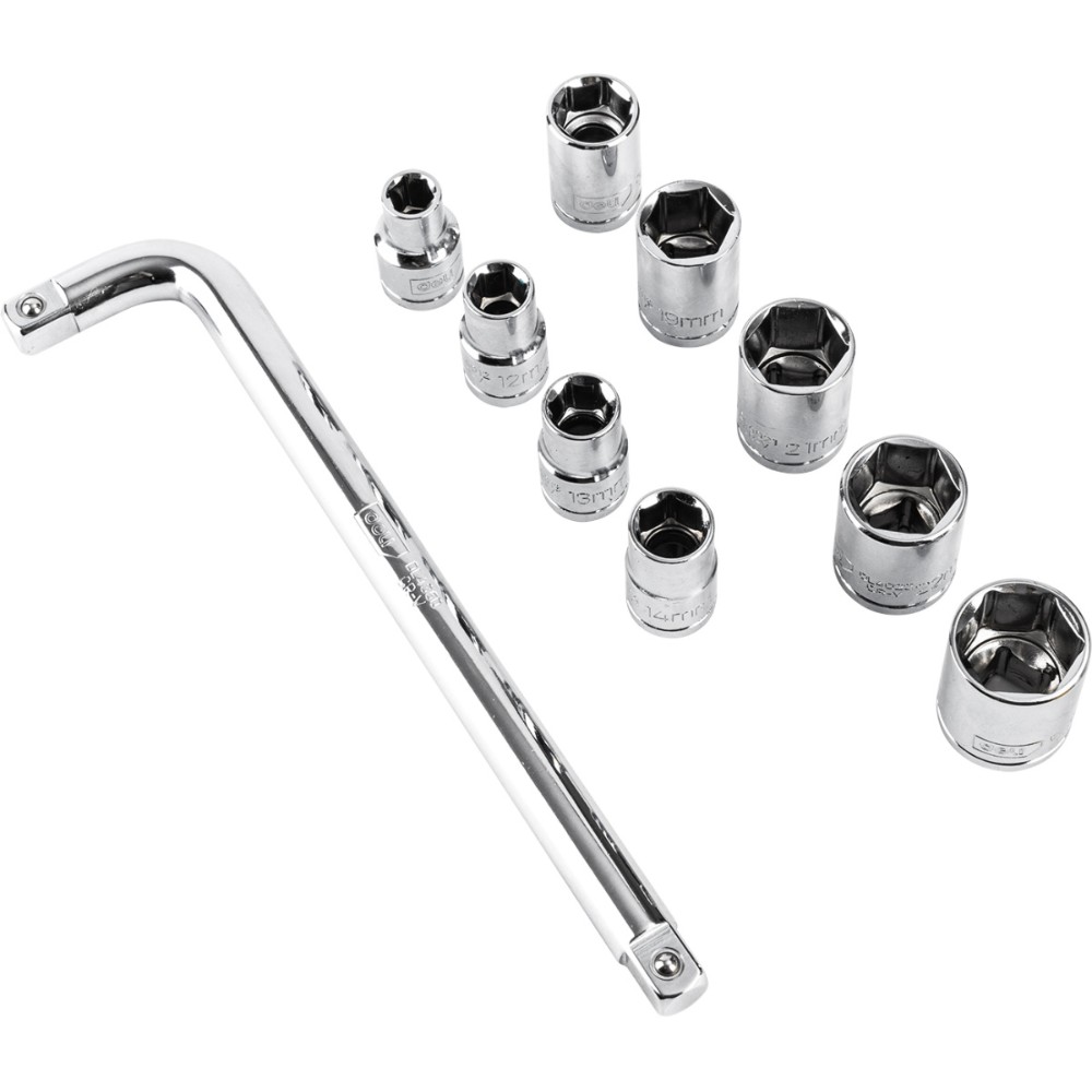 Набор головок торцевых Deli YS EDL2010T, 10-24 мм, 1/2", 10 шт., серебристый - 4