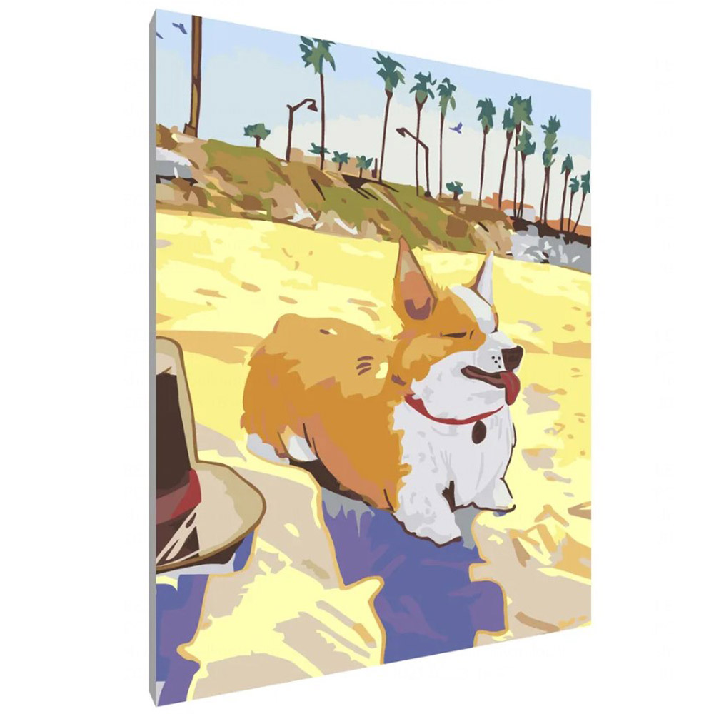 Картина по номерам "Корги на пляже"