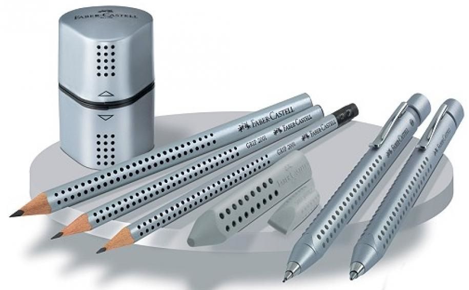 Карандаш простой "Grip 2001", HB, без ластика, серебристый