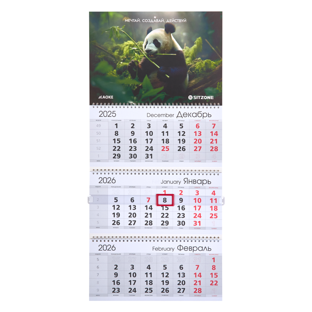 Календарь настенный "Aoke, Sitzone" 2026, А4, на 3-х спиралях
