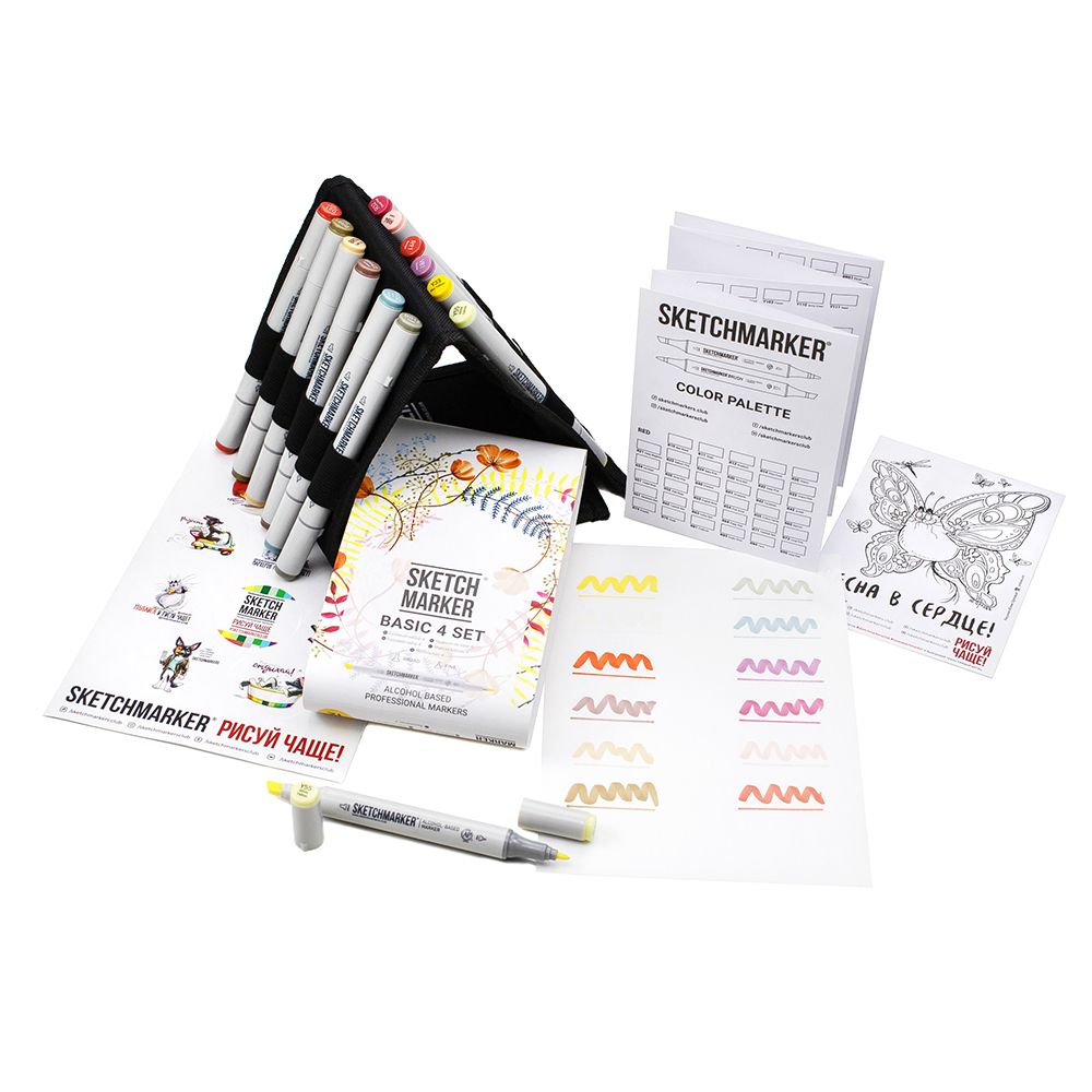 Набор маркеров перманентных двусторонних "Sketchmarker Basic 4", 12 шт. - 2