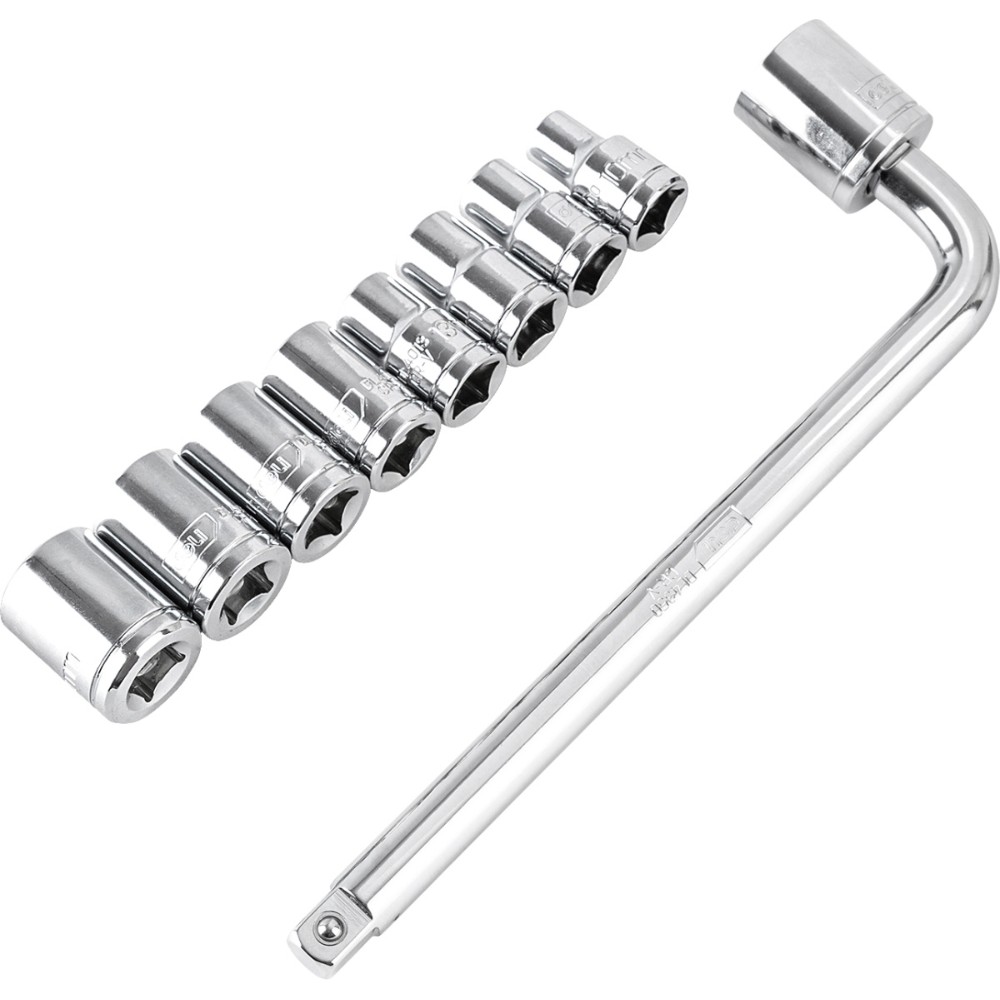 Набор головок торцевых Deli YS EDL2010T, 10-24 мм, 1/2", 10 шт., серебристый - 5