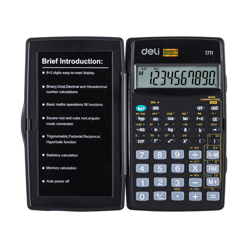 Калькулятор научный 1711 "Deli Easy", 56 функций, черный  - 2