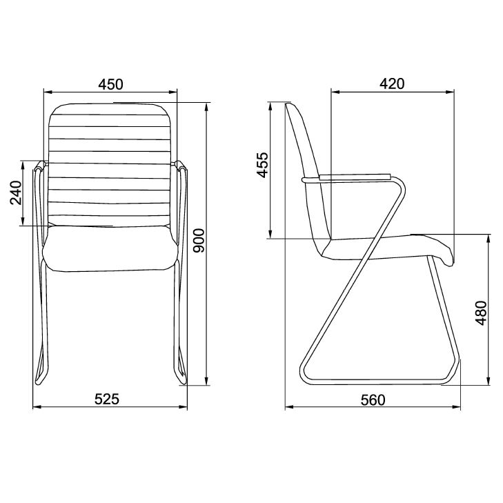 Кресло для посетителей SitUp TASK Chrome, экокожа черный - 3