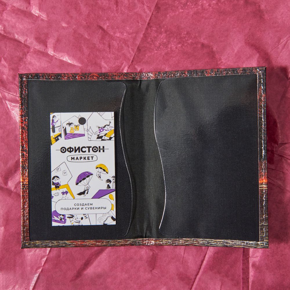 Обложка для паспорта "Тишина", Валерий Шкарубо, натуральная кожа, разноцветный - 7