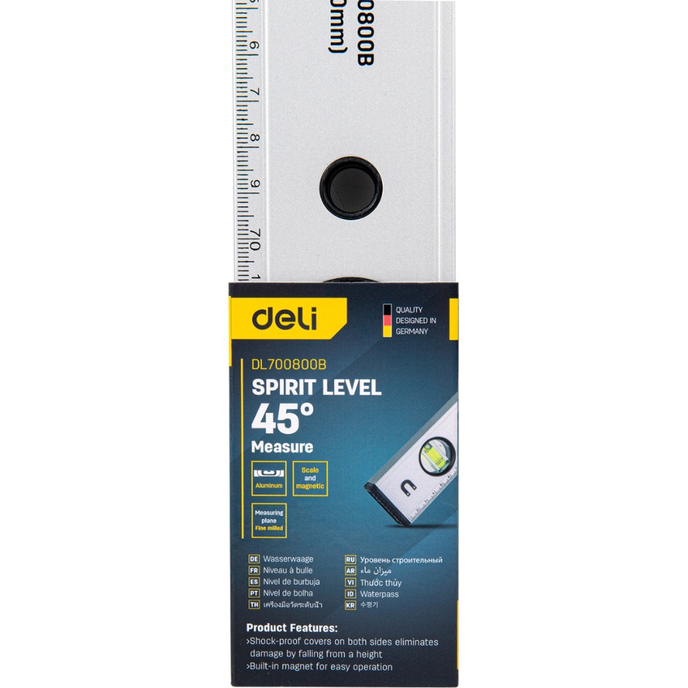 Уровень строительный Deli YS EDL700800B, 800 мм, магнит, алюминиевый сплав - 2