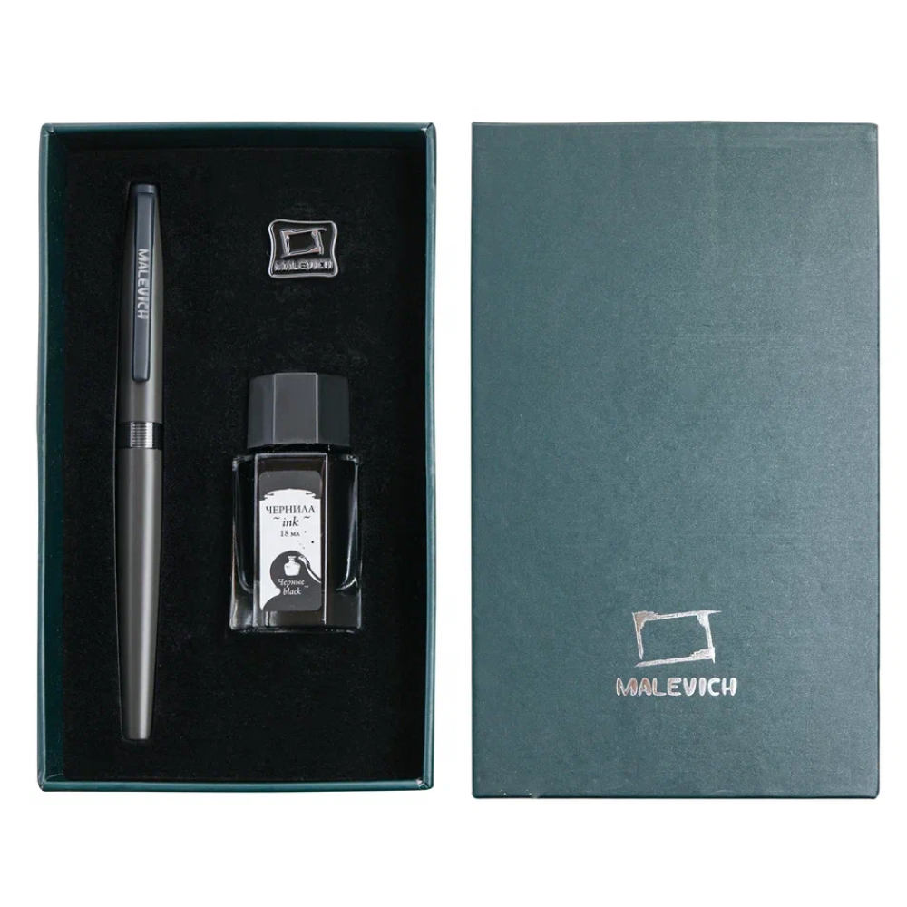 Ручка перьевая EF "Малевичъ", металл, с конвертером, набор чернила + значок