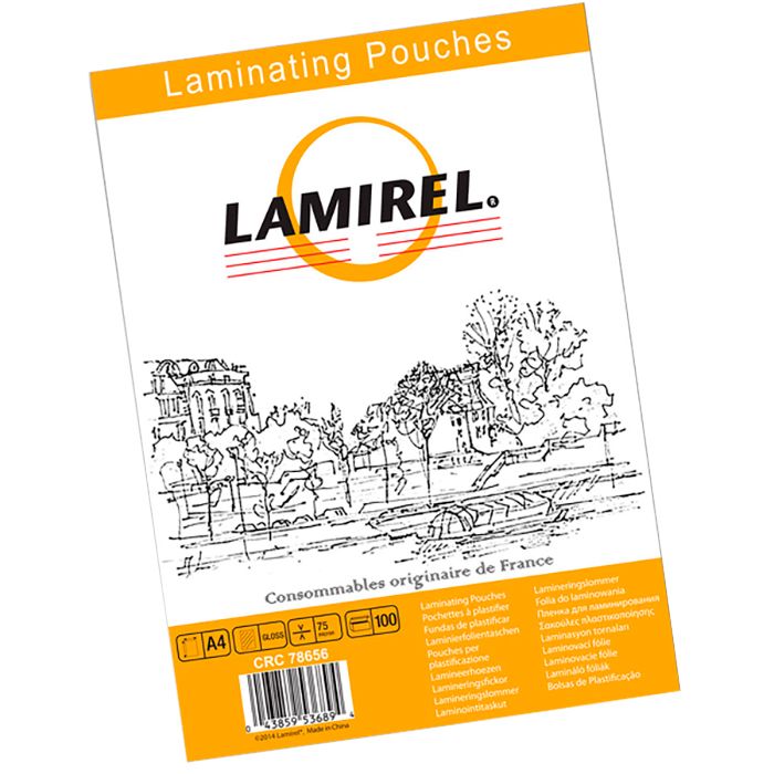 Пленка для ламинирования "Lamirel", A4, 75 мкм, глянцевая