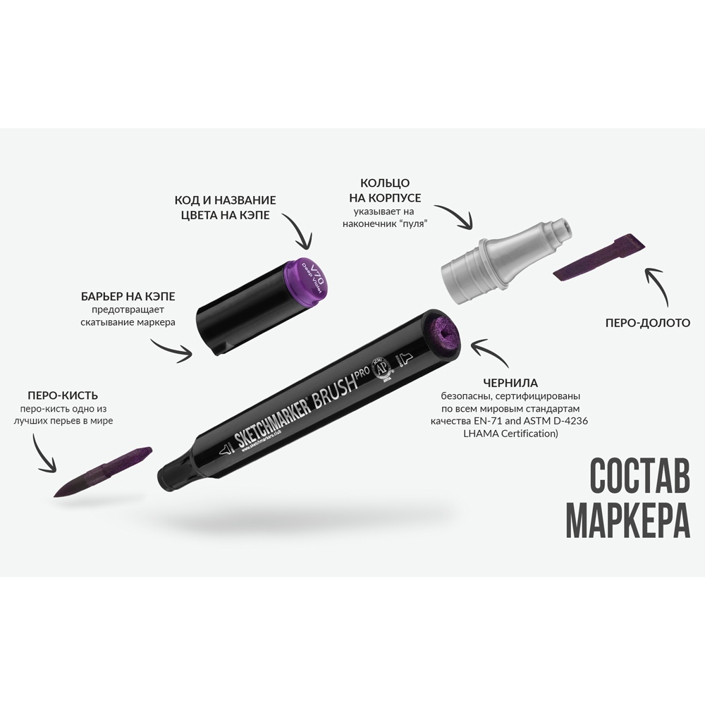Маркер перманентный двусторонний "Sketchmarker Brush", BG12 шалфей - 7