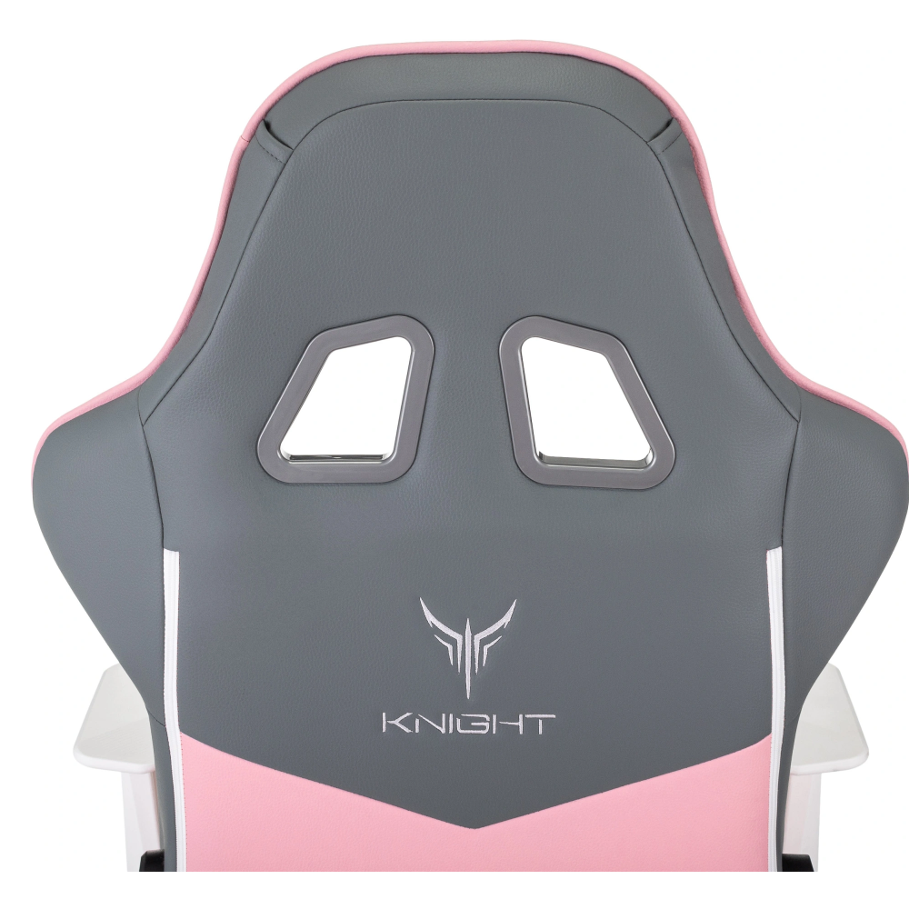 Кресло игровое Бюрократ Knight "Catzy", экокожа, пластик, серый, розовый - 16