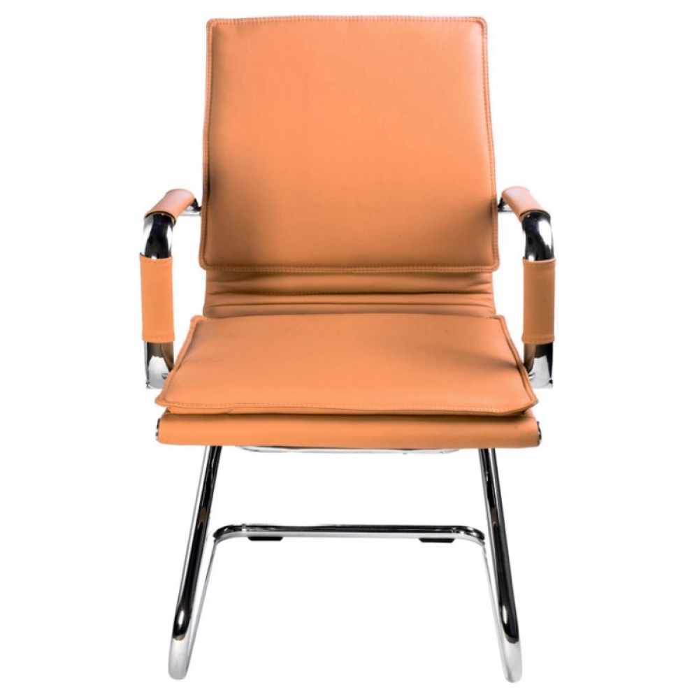 Кресло на полозьях "Бюрократ Ch-993-Low-V", экокожа, светло-коричневый, металл хром - 3