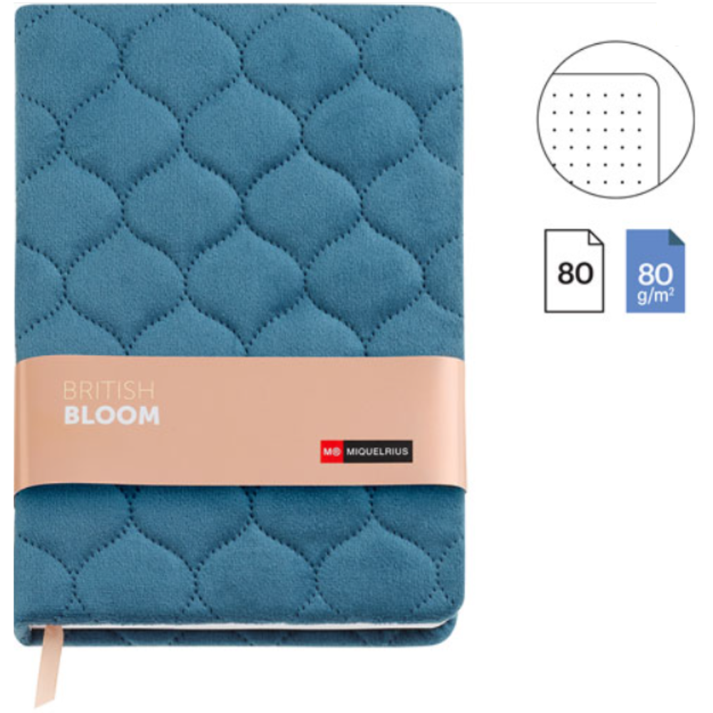 Блокнот Miquelrius  "Engraved Br. Bloom", А5, 80 листов, в точку, синий