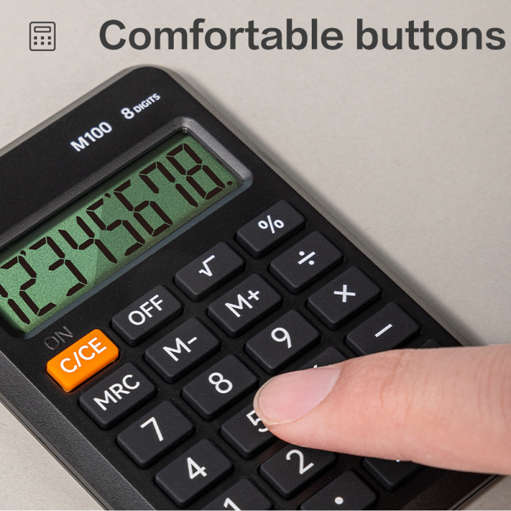 Калькулятор карманный M100 Deli, 8-разрядный, черный - 3