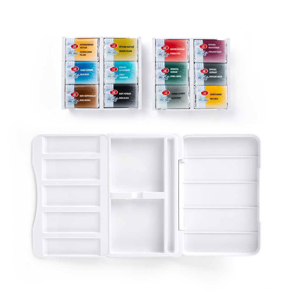 Краски акварельные "Белые ночи Русские сказки", набор 12 цветов, кюветы