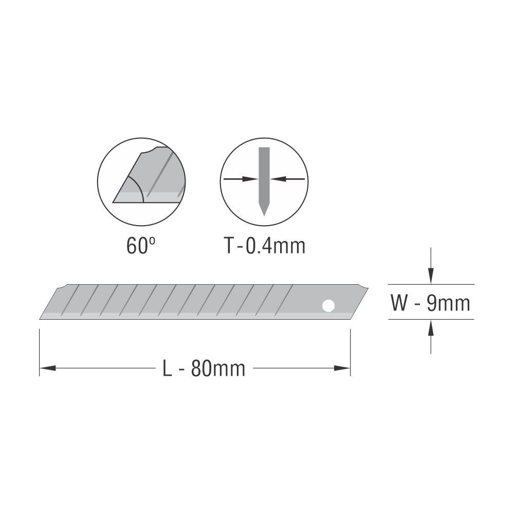 Лезвия для малого ножа "Kangaro Miles", 9 мм, 10 штук