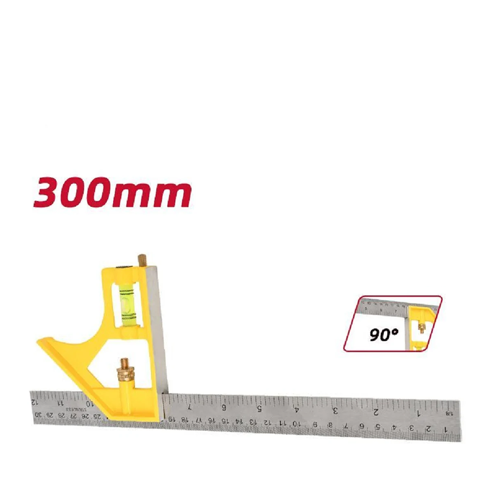 Линейка Deli EDL7300Y, с угольником и уровнем, металл, пластик, 30 см  - 2