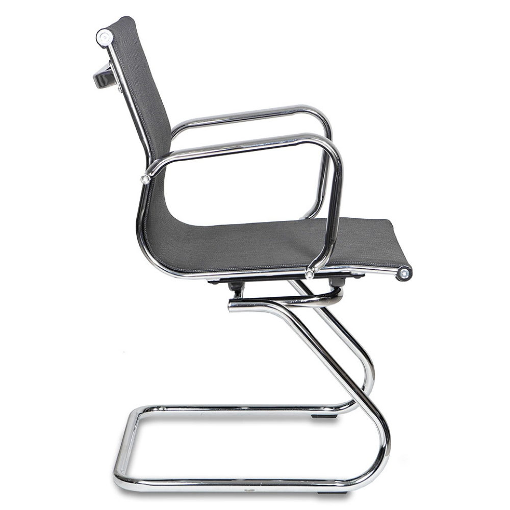 Кресло на полозьях "Бюрократ Ch-993-Low-V", сетка, черный, металл хром - 4