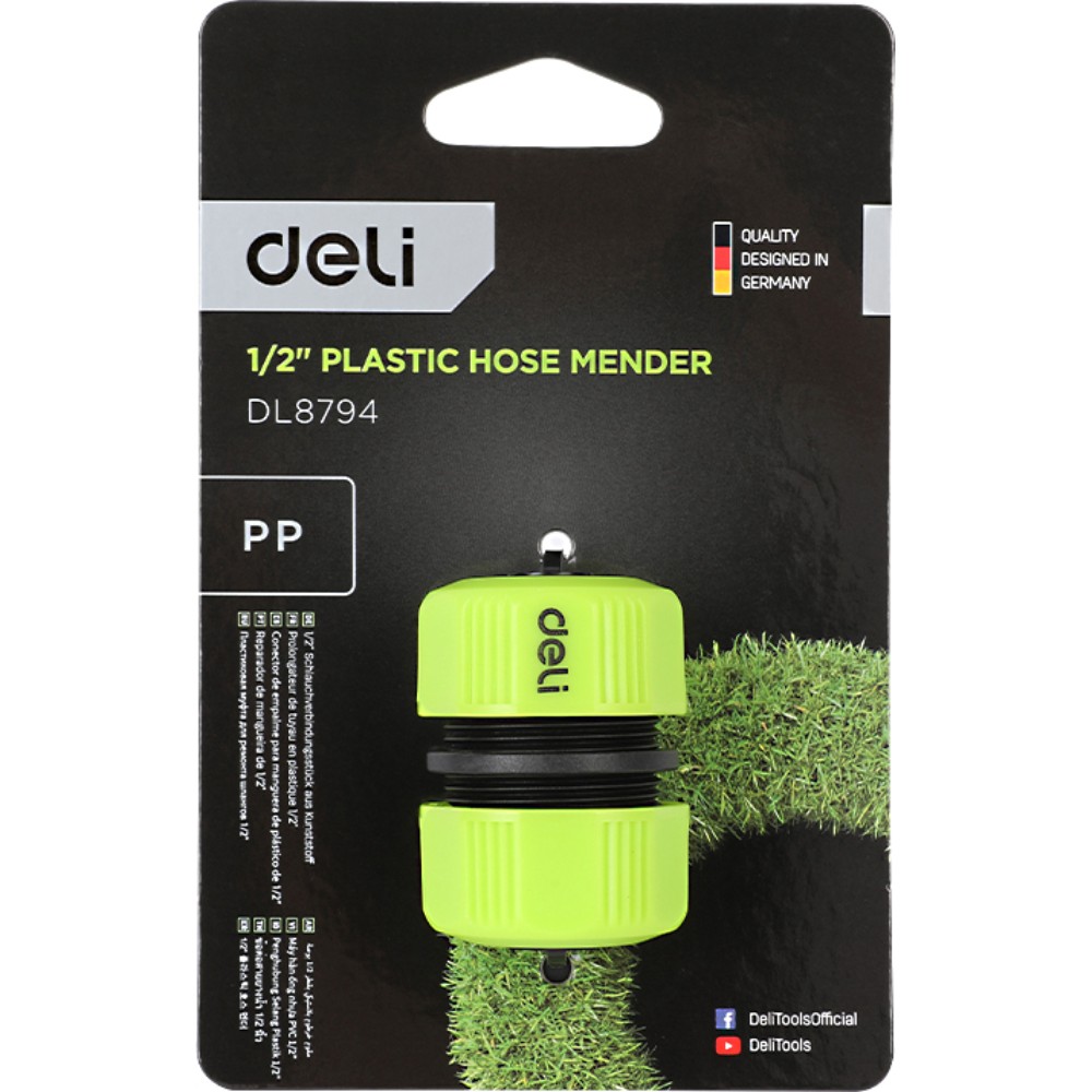 Муфта соединительная для шлангов Deli GS EDL8794, 1/2", двухкомпонентная, черный, зеленый - 4