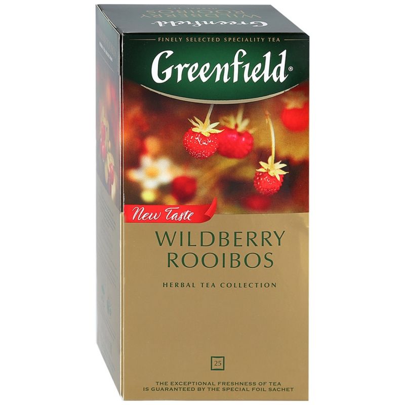 Чай "Greenfield" Wildberry Rooibos, 25 пакетиков x1.5 г, черный, с кусочками земляники и клюквы - 2