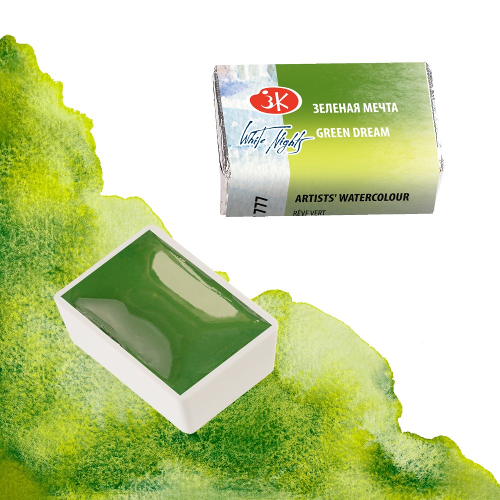Краски акварельные "Белые ночи", 777 зеленая мечта, кювета - 5