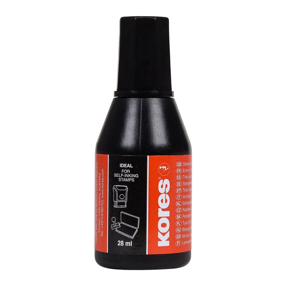 Краска штемпельная "Kores", 28 мл, черный