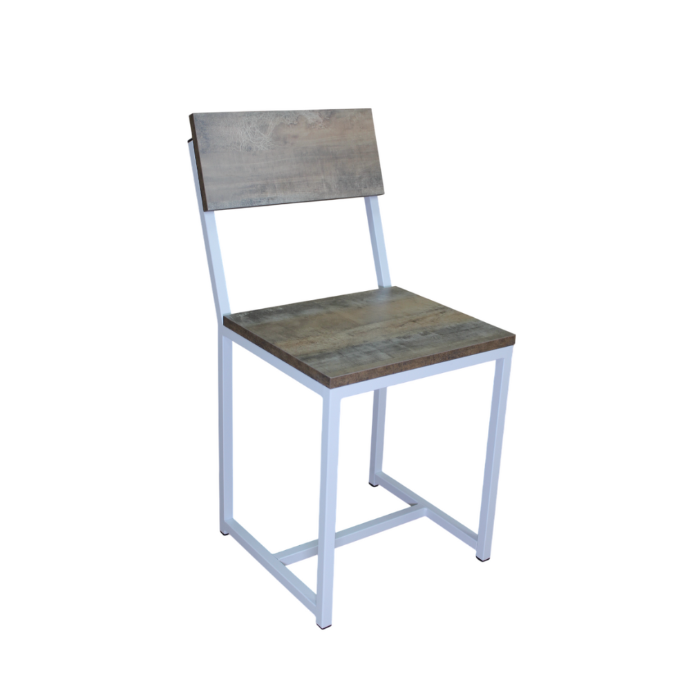 Стул ALLERD RION, металл, ЛДСП, белый муар, Австралийское дерево