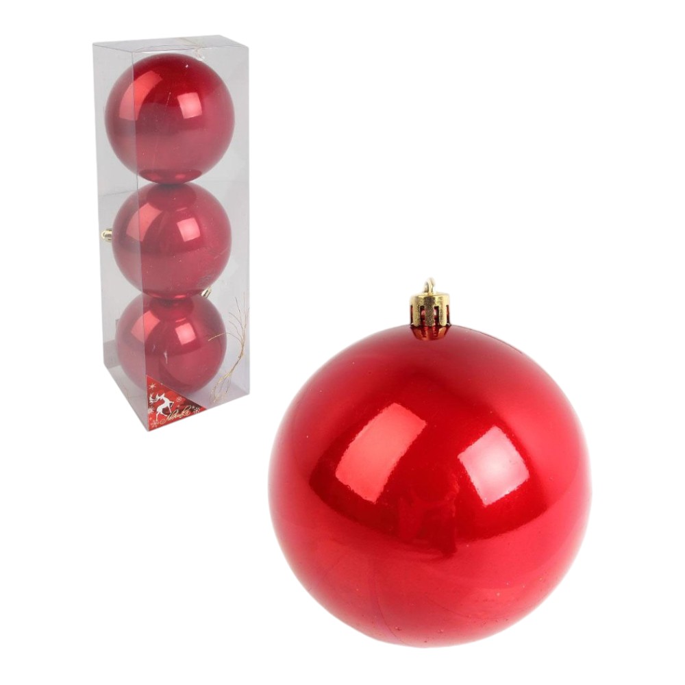 Шар елочный "Перламутр красный", 10 см, пластик, ассорти, 3 шт/уп.