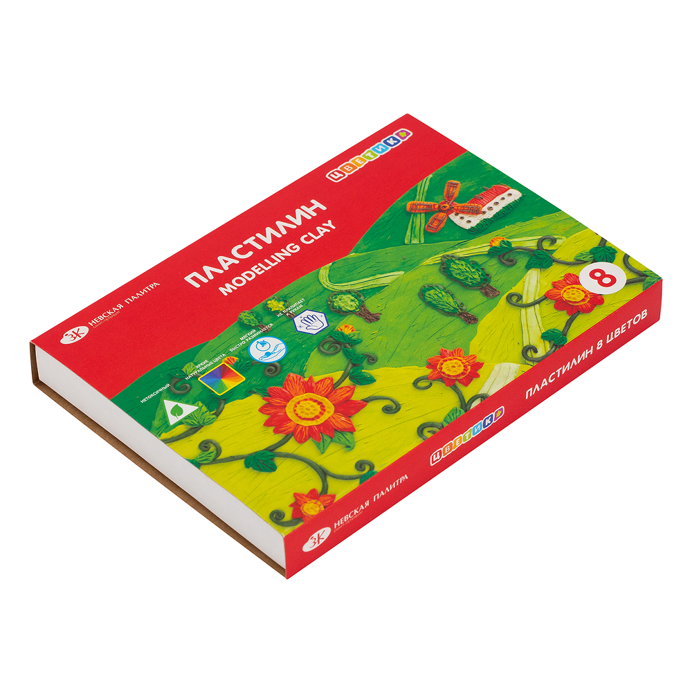 Пластилин "Цветик", 8 цветов 
