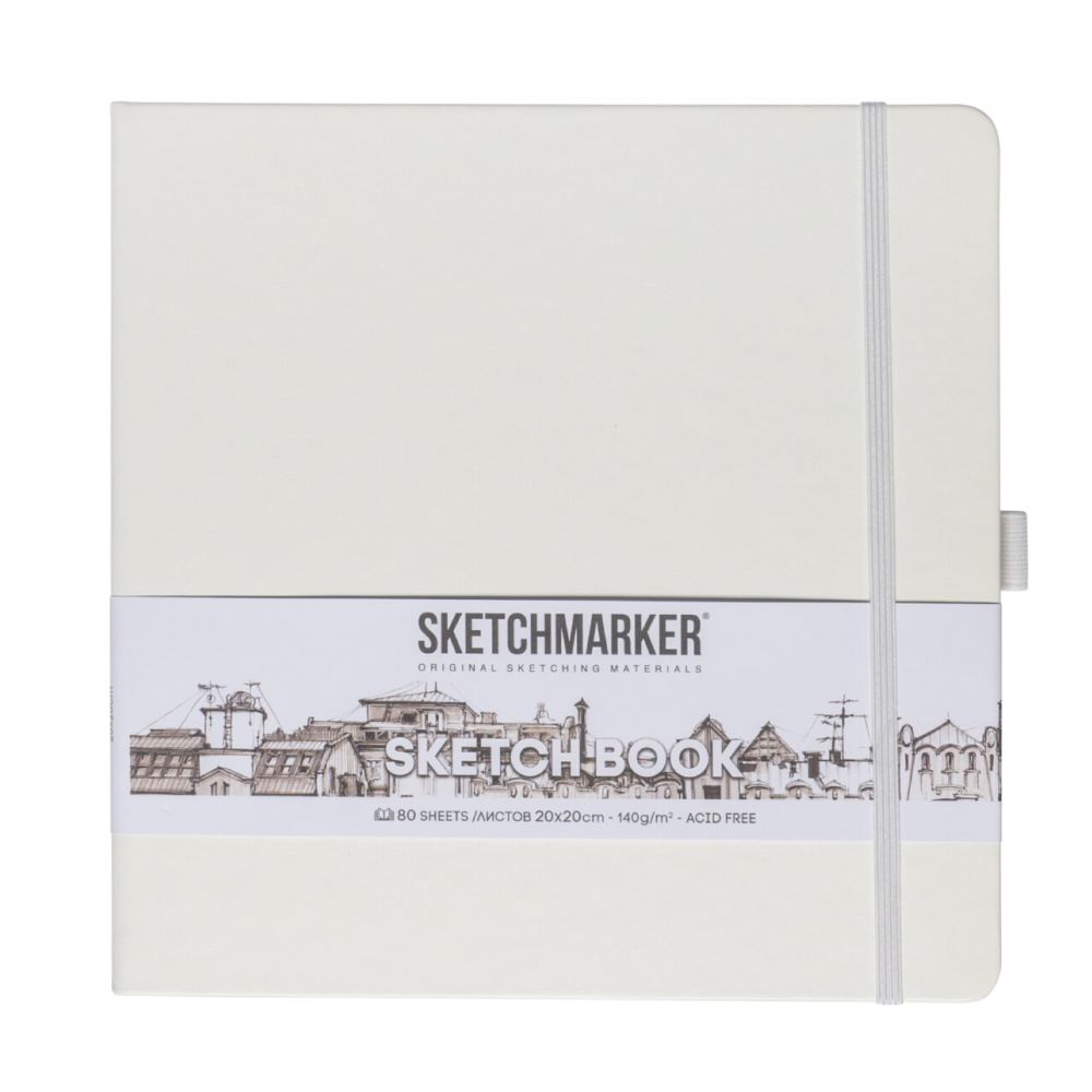 Скетчбук "Sketchmarker", 80 листов, 20x20 см, 140 г/м2, белый 