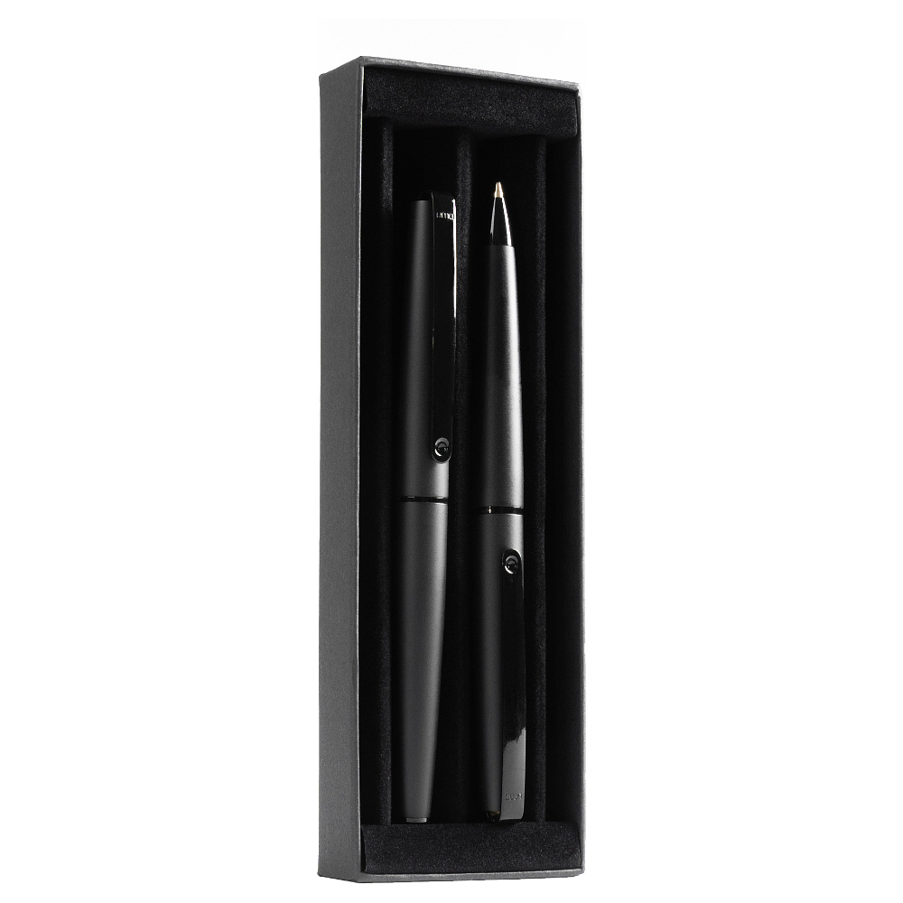 Набор Uma "Eternity M": ручка шариковая автоматическая и роллер, черный, серебристый