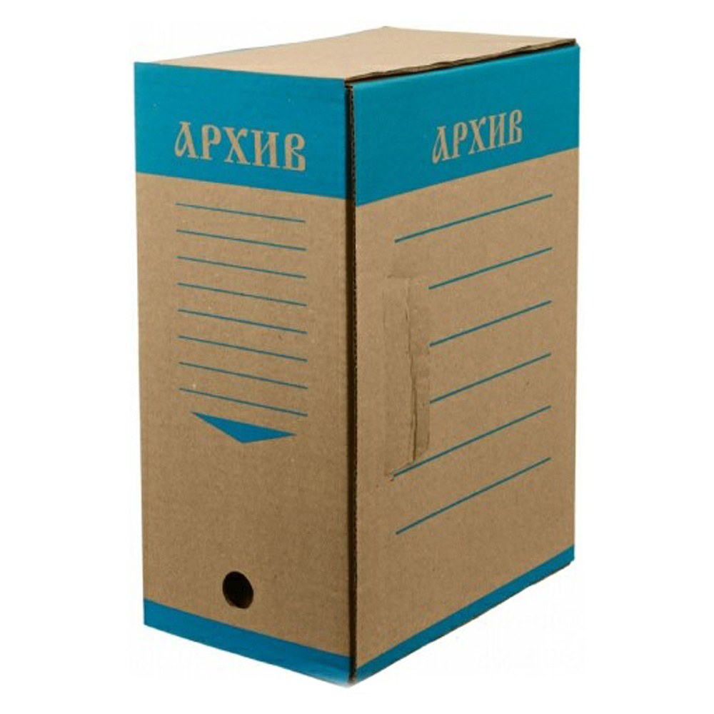 Коробка архивная "Эко", 150x327x240 мм, бурый, синий