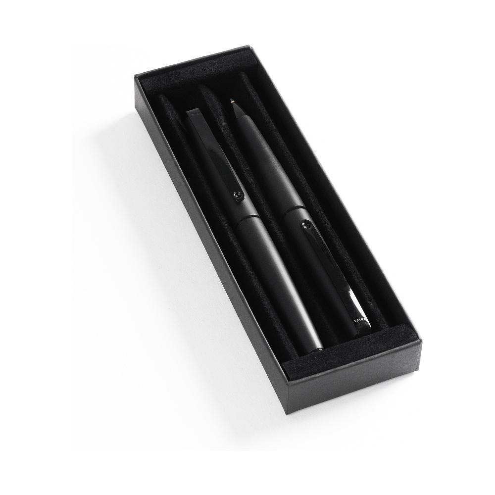 Набор Uma "Eternity M": ручка шариковая автоматическая и роллер, черный, серебристый - 5