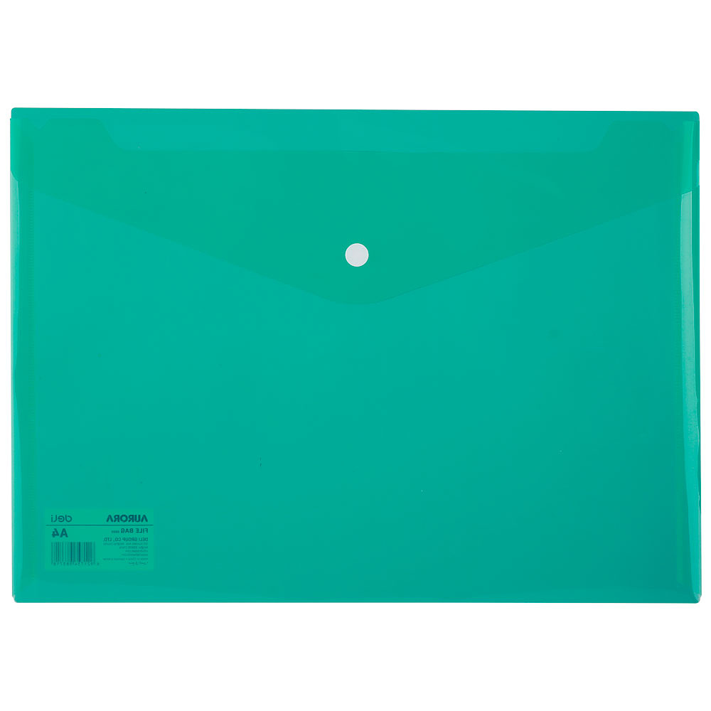 Папка-конверт на кнопке "Deli", A4, зеленый