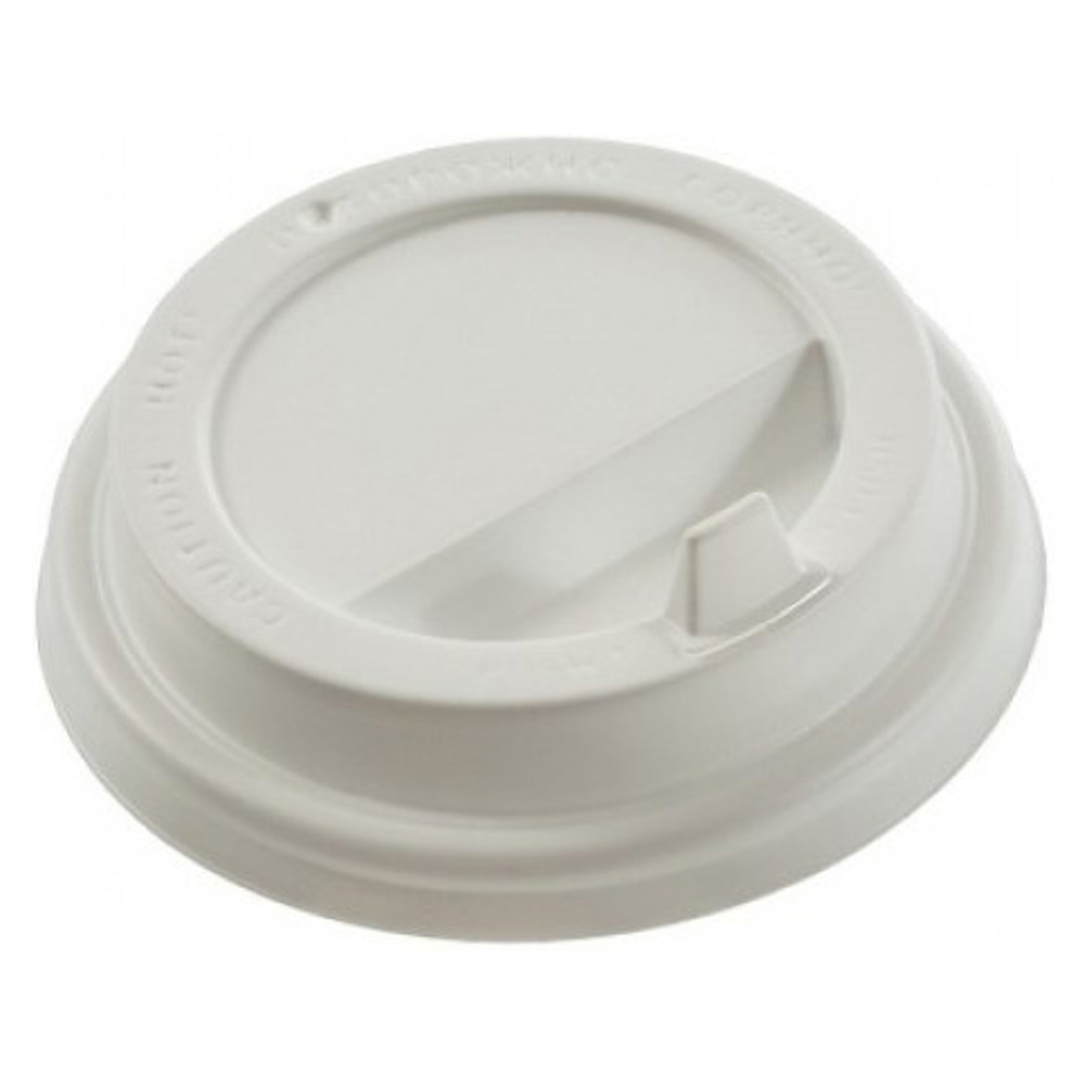 Крышка пластиковая для стаканов d=80мм, с клапаном, 100 шт/упак, белый, матовая