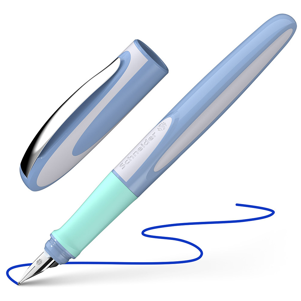 Ручка перьевая "Schneider Ray", M, синий, белый, патрон синий - 2