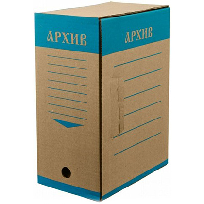 Коробка архивная "Эко", 150x327x240 мм, бурый, синий