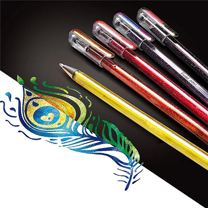 Ручка гелевая "Dual Metallic", 1.0 мм,  светло-розовый, стерж.  светло-розовый - 3